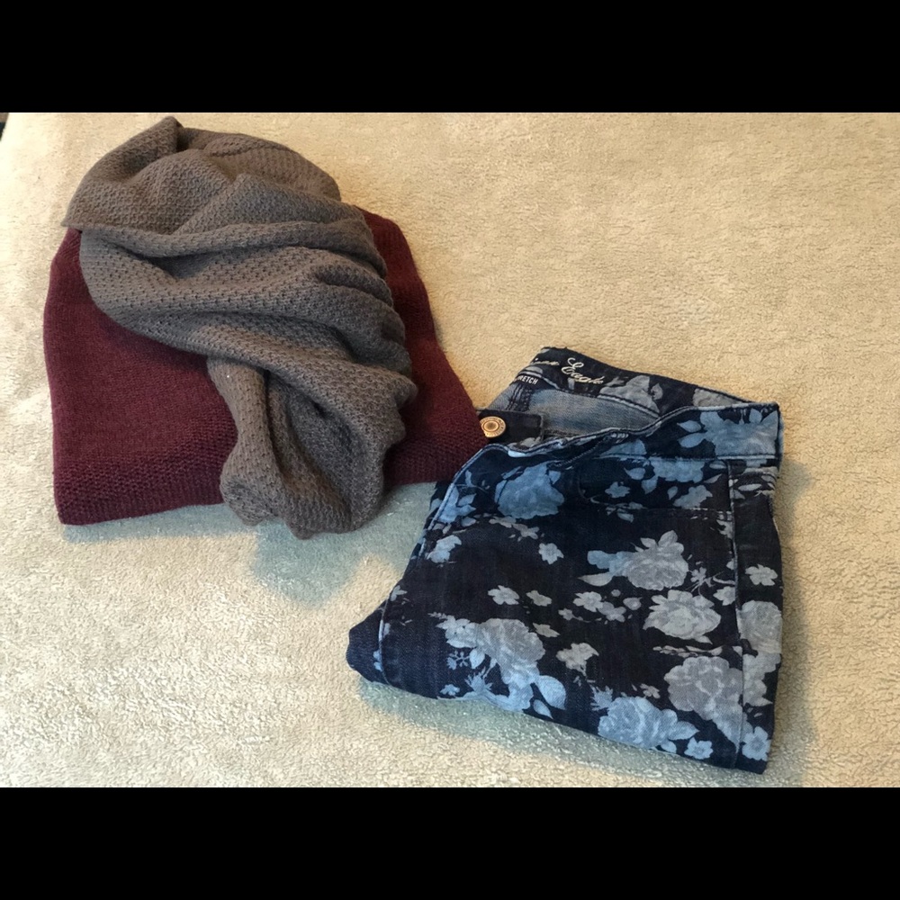 Floral-Print American Eagle Jeans